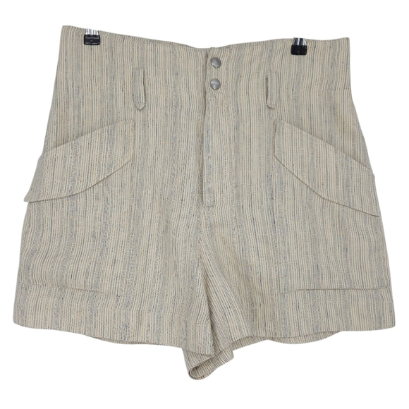 Rag & Bone Cargo Shorts Linen Beige Tan Stripe High Rise Short 10 - Picture 1 of 6